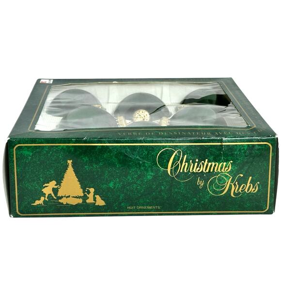 Kmart Christmas by Krebs Vintage Dark Green Glass Ornaments Gold Top-Set of 8 - Picture 4 of 4